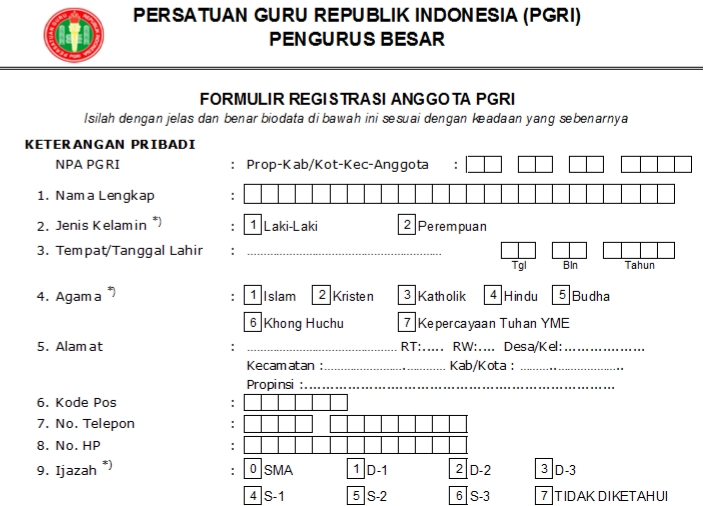 Pendaftaran PGRI Kab. Luwu - Persatuan Guru Republik Indonesia Cabang Kab. Luwu